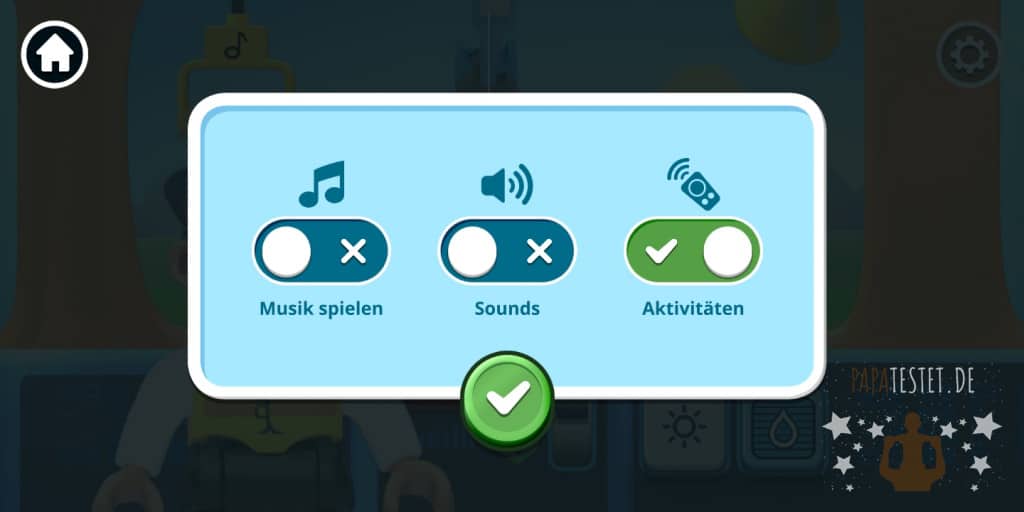 Einstellungsmenü der Duplo Connect Train App